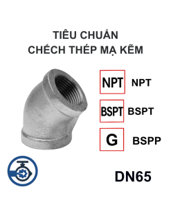 Tiêu chuẩn Chếch thép mạ kẽm DN65