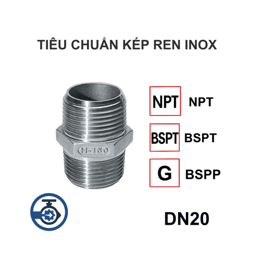 Kép ren inox DN20 (Ø27 - 3/4