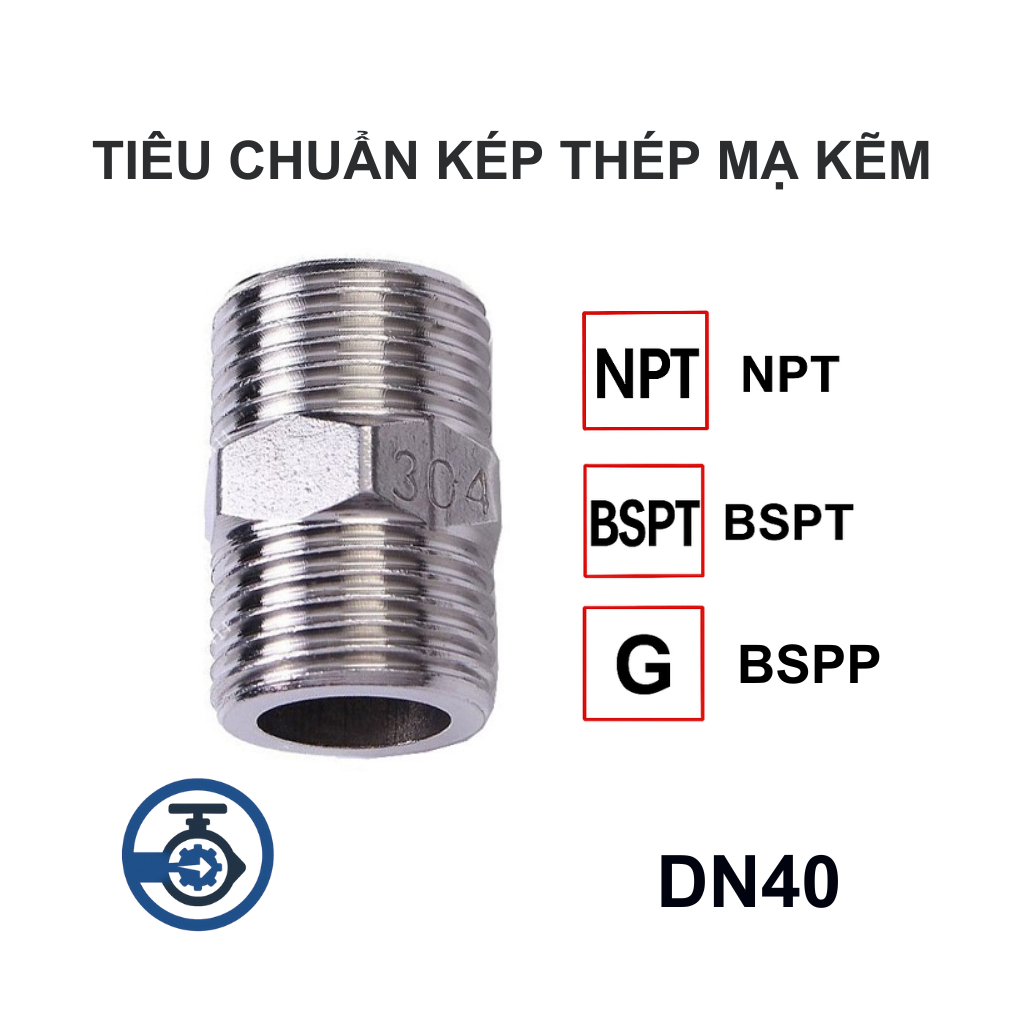 Kép thép mạ kẽm DN40 13 Tiêu chuẩn Kép thép mạ kẽm DN40
