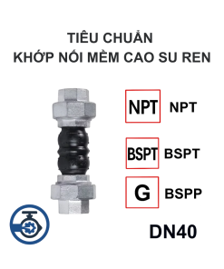 Tiêu chuẩn Khớp nối mềm cao su ren DN40