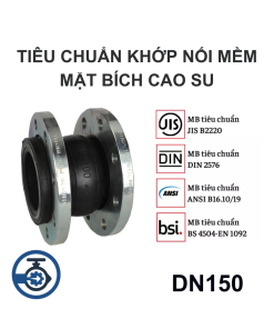 Tiêu chuẩn Khớp nối mềm mặt bích cao su DN150
