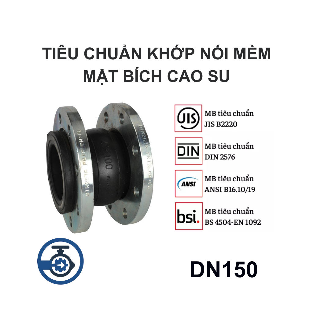 Khớp nối mềm mặt bích cao su DN150 12 Tiêu chuẩn Khớp nối mềm mặt bích cao su DN150