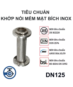 Tiêu chuẩn Khớp nối mềm mặt bích inox DN125