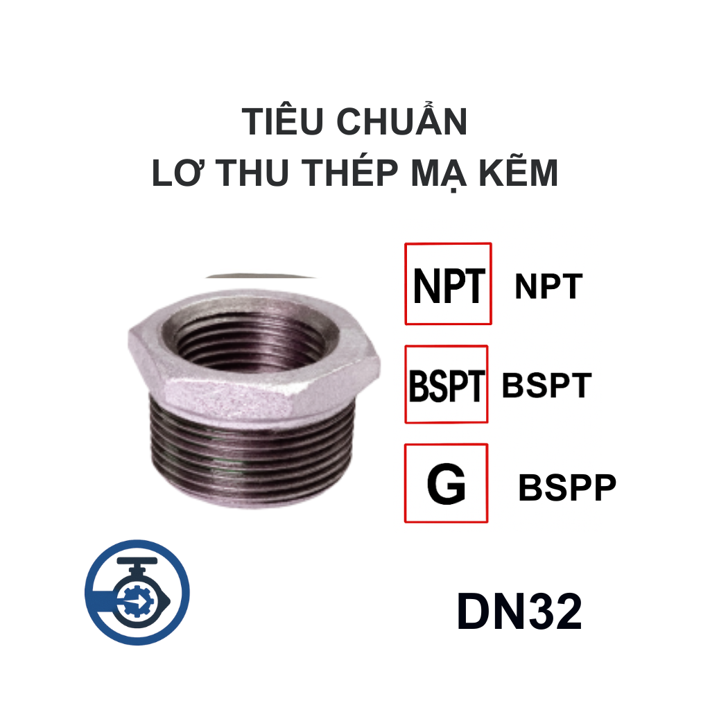 Lơ thu thép mạ kẽm DN32 12 Tiêu chuẩn Lơ thu thép mạ kẽm DN32