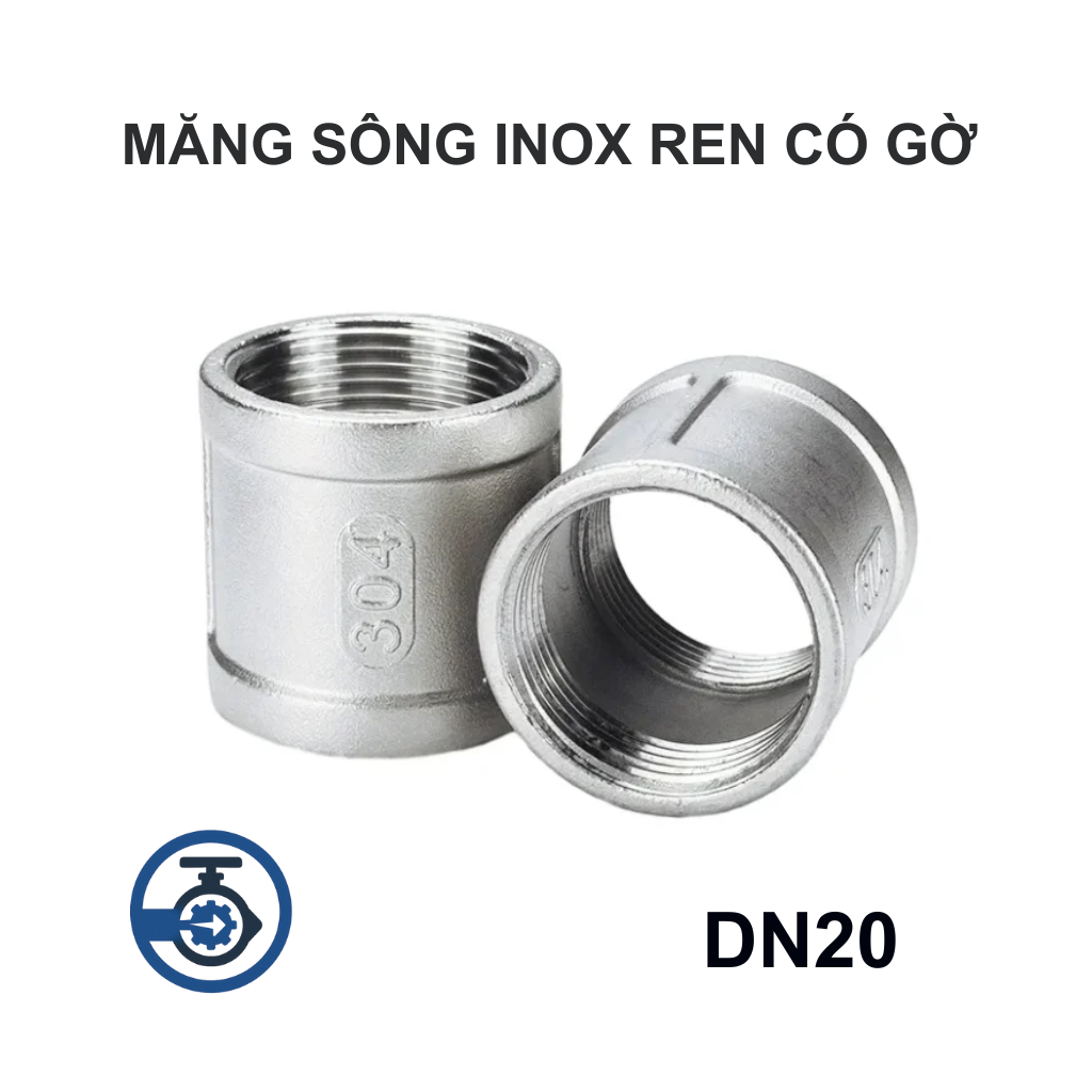 Măng sông Inox ren có gờ DN20 10 Măng sông Inox ren có gờ DN20