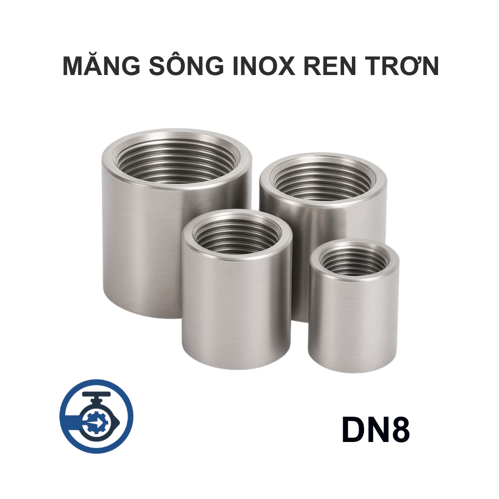 Măng sông Inox ren trơn DN8 13 Măng sông Inox ren trơn DN8