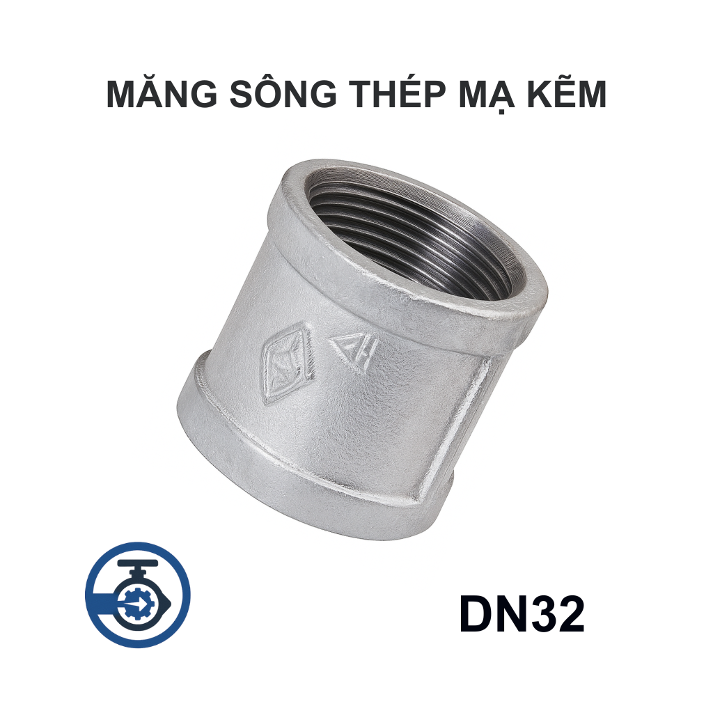 Măng sông thép mạ kẽm DN32 10 Măng sông thép mạ kẽm DN32