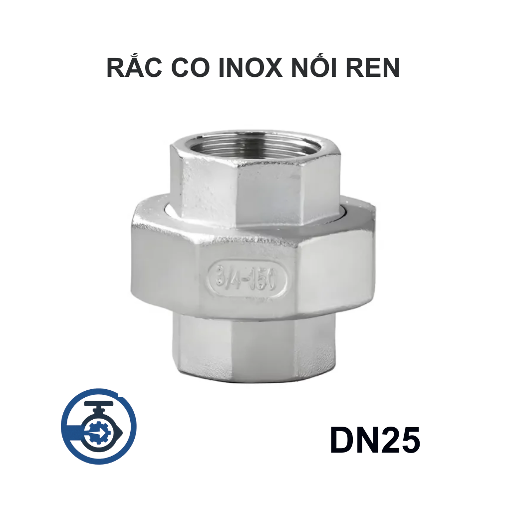 Rắc co inox nối ren DN25 13 Rắc co inox nối ren DN25