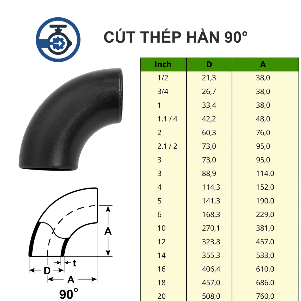 Cút thép hàn 90° 9 Cút thép hàn 90°